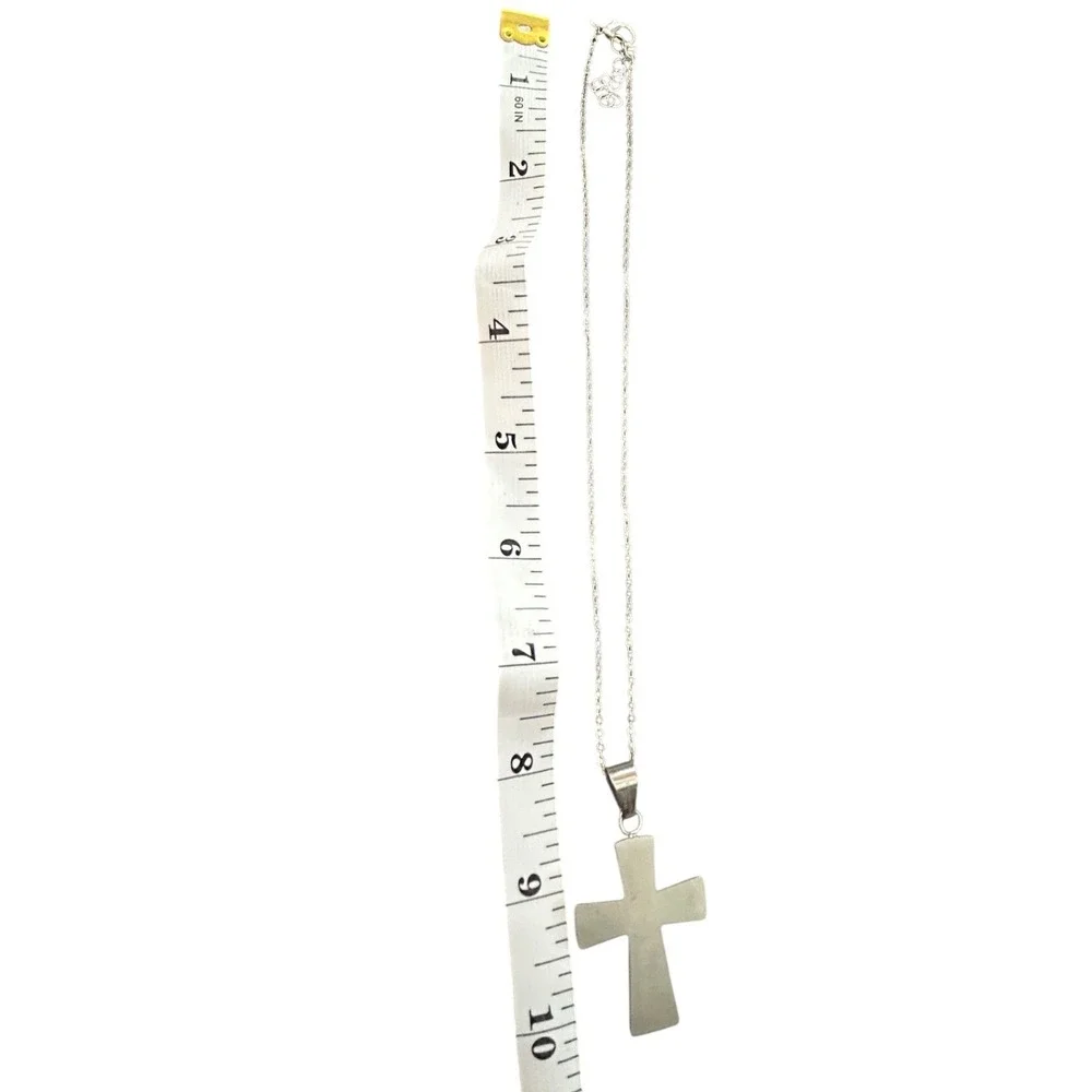 Mother of Pearl Cross Necklace – Stainless Steel Religious‎ Pendant